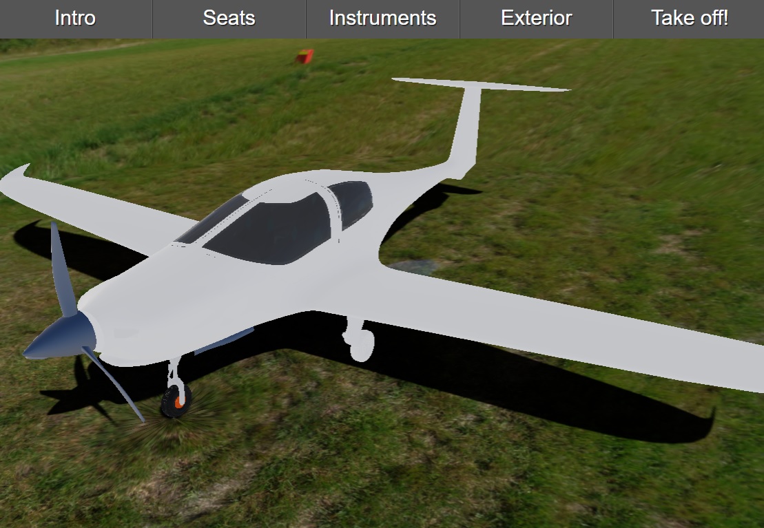 Screenshot of Pipistrel 3D web configurator